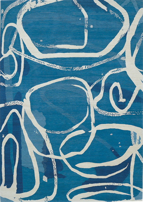 "Blue Rink" designer rug from the Kim Parker Home collection. Copyright Kim Parker Inc. 2012. All rights reserved.