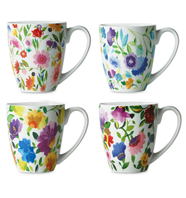 Kim Parker Giftware collection set of 4 porcelain mugs