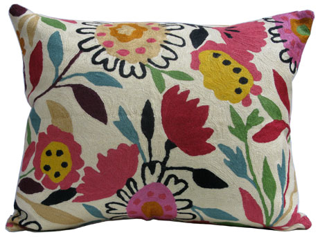 "Mums and Asters" designer pillow from the Kim Parker Home collection